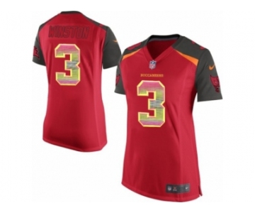 Women's Nike Tampa Bay Buccaneers #3 Jameis Winston Limited Red Strobe NFL Jersey