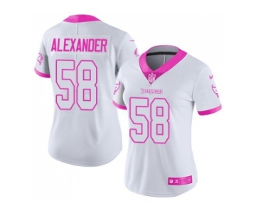 Women's Nike Tampa Bay Buccaneers #58 Kwon Alexander White Pink Stitched NFL Limited Rush Fashion Jersey