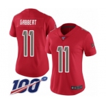 Women's Tampa Bay Buccaneers #11 Blaine Gabbert Limited Red Rush Vapor Untouchable 100th Season Football Jersey