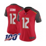 Women's Tampa Bay Buccaneers #12 Chris Godwin Red Team Color Vapor Untouchable Limited Player 100th Season Football Jersey