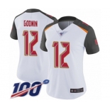 Women's Tampa Bay Buccaneers #12 Chris Godwin White Vapor Untouchable Limited Player 100th Season Football Jersey