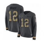 Women's Tampa Bay Buccaneers #12 Tom Brady Limited Black Salute to Service Therma Long Sleeve Football Jersey