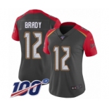 Women's Tampa Bay Buccaneers #12 Tom Brady Limited Gray Inverted Legend 100th Season Football Jersey