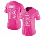 Women's Tampa Bay Buccaneers #12 Tom Brady Limited Pink Rush Fashion Football Jersey