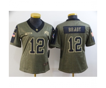 Women's Tampa Bay Buccaneers #12 Tom Brady Nike Olive 2021 Salute To Service Limited Player Jersey