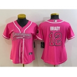 Women's Tampa Bay Buccaneers #12 Tom Brady Pink With Patch Cool Base Stitched Baseball Jersey