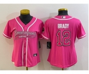 Women's Tampa Bay Buccaneers #12 Tom Brady Pink With Patch Cool Base Stitched Baseball Jersey