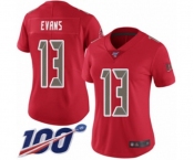 Women's Tampa Bay Buccaneers #13 Mike Evans Limited Red Rush Vapor Untouchable 100th Season Football Jersey