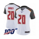 Women's Tampa Bay Buccaneers #20 Ronde Barber White Vapor Untouchable Limited Player 100th Season Football Jersey