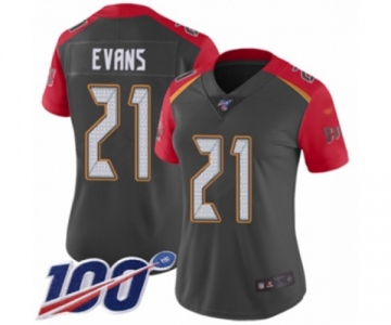 Women's Tampa Bay Buccaneers #21 Justin Evans Limited Gray Inverted Legend 100th Season Football Jersey