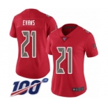 Women's Tampa Bay Buccaneers #21 Justin Evans Limited Red Rush Vapor Untouchable 100th Season Football Jersey