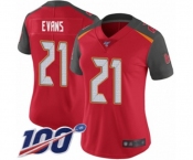 Women's Tampa Bay Buccaneers #21 Justin Evans Red Team Color Vapor Untouchable Limited Player 100th Season Football Jersey