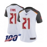 Women's Tampa Bay Buccaneers #21 Justin Evans White Vapor Untouchable Limited Player 100th Season Football Jersey