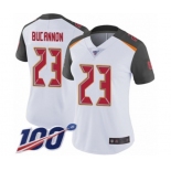 Women's Tampa Bay Buccaneers #23 Deone Bucannon White Vapor Untouchable Limited Player 100th Season Football Jersey