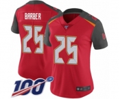 Women's Tampa Bay Buccaneers #25 Peyton Barber Red Team Color Vapor Untouchable Limited Player 100th Season Football Jersey