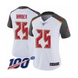 Women's Tampa Bay Buccaneers #25 Peyton Barber White Vapor Untouchable Limited Player 100th Season Football Jersey