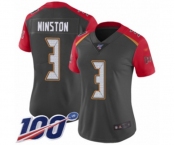 Women's Tampa Bay Buccaneers #3 Jameis Winston Limited Gray Inverted Legend 100th Season Football Jersey