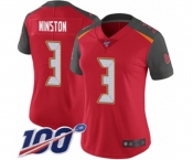 Women's Tampa Bay Buccaneers #3 Jameis Winston Red Team Color Vapor Untouchable Limited Player 100th Season Football Jersey