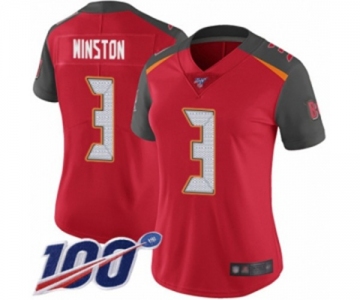 Women's Tampa Bay Buccaneers #3 Jameis Winston Red Team Color Vapor Untouchable Limited Player 100th Season Football Jersey