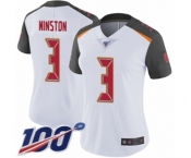 Women's Tampa Bay Buccaneers #3 Jameis Winston White Vapor Untouchable Limited Player 100th Season Football Jersey