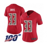 Women's Tampa Bay Buccaneers #33 Carlton Davis Limited Red Rush Vapor Untouchable 100th Season Football Jersey