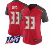 Women's Tampa Bay Buccaneers #33 Carlton Davis Red Team Color Vapor Untouchable Limited Player 100th Season Football Jersey