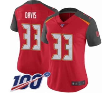 Women's Tampa Bay Buccaneers #33 Carlton Davis Red Team Color Vapor Untouchable Limited Player 100th Season Football Jersey