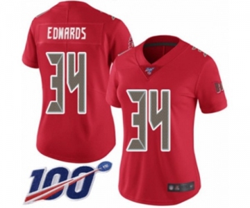 Women's Tampa Bay Buccaneers #34 Mike Edwards Limited Red Rush Vapor Untouchable 100th Season Football Jersey