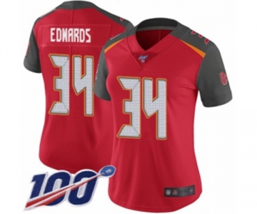 Women's Tampa Bay Buccaneers #34 Mike Edwards Red Team Color Vapor Untouchable Limited Player 100th Season Football Jersey