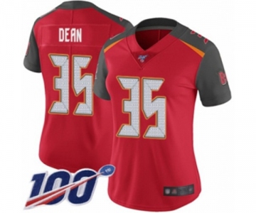 Women's Tampa Bay Buccaneers #35 Jamel Dean Red Team Color Vapor Untouchable Limited Player 100th Season Football Jersey