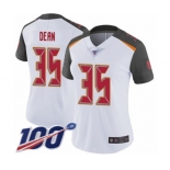 Women's Tampa Bay Buccaneers #35 Jamel Dean White Vapor Untouchable Limited Player 100th Season Football Jersey