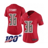 Women's Tampa Bay Buccaneers #36 M.J. Stewart Limited Red Rush Vapor Untouchable 100th Season Football Jersey