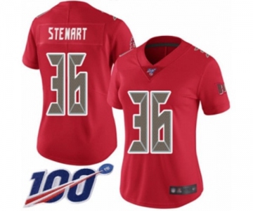 Women's Tampa Bay Buccaneers #36 M.J. Stewart Limited Red Rush Vapor Untouchable 100th Season Football Jersey