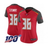 Women's Tampa Bay Buccaneers #36 M.J. Stewart Red Team Color Vapor Untouchable Limited Player 100th Season Football Jersey