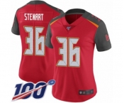 Women's Tampa Bay Buccaneers #36 M.J. Stewart Red Team Color Vapor Untouchable Limited Player 100th Season Football Jersey