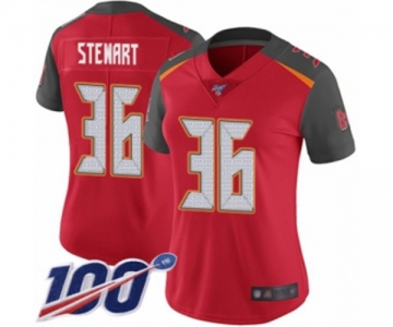 Women's Tampa Bay Buccaneers #36 M.J. Stewart Red Team Color Vapor Untouchable Limited Player 100th Season Football Jersey