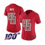 Women's Tampa Bay Buccaneers #45 Devin White Limited Red Rush Vapor Untouchable 100th Season Football Jersey