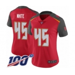 Women's Tampa Bay Buccaneers #45 Devin White Red Team Color Vapor Untouchable Limited Player 100th Season Football Jersey