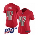 Women's Tampa Bay Buccaneers #47 John Lynch Limited Red Rush Vapor Untouchable 100th Season Football Jersey