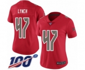 Women's Tampa Bay Buccaneers #47 John Lynch Limited Red Rush Vapor Untouchable 100th Season Football Jersey