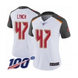 Women's Tampa Bay Buccaneers #47 John Lynch White Vapor Untouchable Limited Player 100th Season Football Jersey