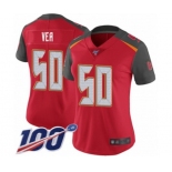 Women's Tampa Bay Buccaneers #50 Vita Vea Red Team Color Vapor Untouchable Limited Player 100th Season Football Jersey