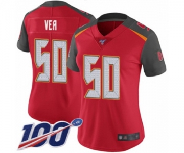 Women's Tampa Bay Buccaneers #50 Vita Vea Red Team Color Vapor Untouchable Limited Player 100th Season Football Jersey