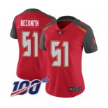 Women's Tampa Bay Buccaneers #51 Kendell Beckwith Red Team Color Vapor Untouchable Limited Player 100th Season Football Jersey