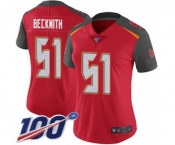 Women's Tampa Bay Buccaneers #51 Kendell Beckwith Red Team Color Vapor Untouchable Limited Player 100th Season Football Jersey