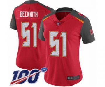 Women's Tampa Bay Buccaneers #51 Kendell Beckwith Red Team Color Vapor Untouchable Limited Player 100th Season Football Jersey