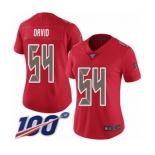 Women's Tampa Bay Buccaneers #54 Lavonte David Limited Red Rush Vapor Untouchable 100th Season Football Jersey