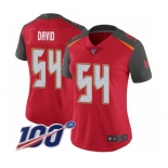 Women's Tampa Bay Buccaneers #54 Lavonte David Red Team Color Vapor Untouchable Limited Player 100th Season Football Jersey