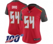 Women's Tampa Bay Buccaneers #54 Lavonte David Red Team Color Vapor Untouchable Limited Player 100th Season Football Jersey