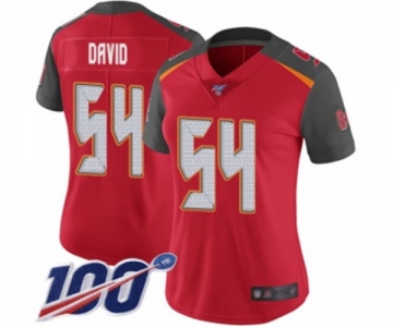 Women's Tampa Bay Buccaneers #54 Lavonte David Red Team Color Vapor Untouchable Limited Player 100th Season Football Jersey